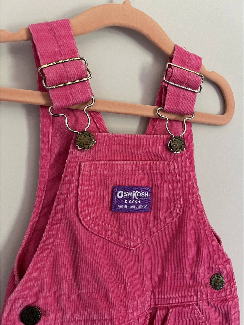 Vintage OshKosh B'Gosh Pink Corduroy Overalls, Made in USA